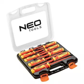 NEO TOOLS 04-142 Σετ κατσαβιδιών μονωμένο 1000V, 9 τεμ., πιστοποιημένο VDE, ίσιο, Phillips, Pozidriv, δοκιμαστικό τάσης, εργονομικές λαβές δύο συστατικών, μαγνητικές μύτες