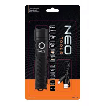 NEO TOOLS USB C 1500 lm SST40 LED επαναφορτιζόμενος φακός