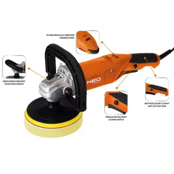 NEO TOOLS 04-701 Περιστροφικό γυαλιστικό 900W 150mm με μεταβλητή ταχύτητα και ομαλή εκκίνηση