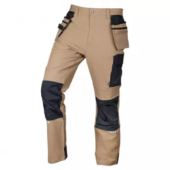 NEO TOOLS Mix&Match Παντελόνι εργασίας, 4-Wege-Stretch, ενισχυμένο με Cordura, τσέπες για επιγονατίδες, μπεζ-μαύρο, μέγεθος XXXL