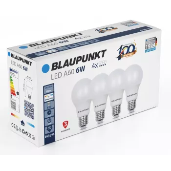 Blaupunkt λάμπα LED E27 A60 600 lm 6W 4000K, 4 τεμ. (BLAUPUNKT-E27-6W-NW-4)