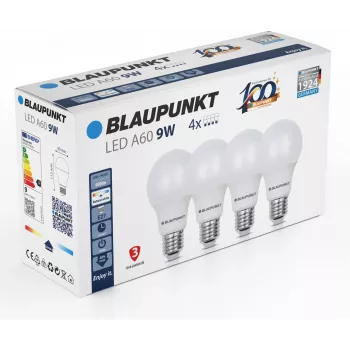 Blaupunkt λάμπα LED E27 A60 900 lm 9W 4000K, 4 τεμ. (BLAUPUNKT-E27-9W-NW-4)