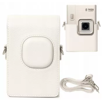 LOVEINSTANT γκρι θήκη προστασίας από δέρμα PU για Fujifilm Instax Mini LiPlay+ υβριδική άμεση φωτογραφική μηχανή με λουράκι ώμου