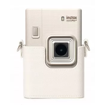 LOVEINSTANT γκρι θήκη προστασίας από δέρμα PU για Fujifilm Instax Mini LiPlay+ υβριδική άμεση φωτογραφική μηχανή με λουράκι ώμου