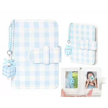 LOVEINSTANT άλμπουμ φωτογραφιών τσέπης για 28 Instax Mini & Zink φωτογραφίες, καρό μπλε