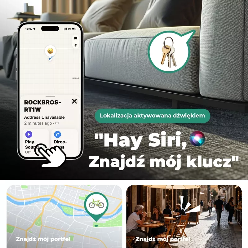 ROCKBROS RT1W Bluetooth tracker για Apple Find My - μαύρο