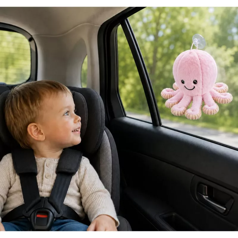 LEAN TOYS Λούτρινο Χταπόδι με Βεντούζα, Ροζ, 16 cm