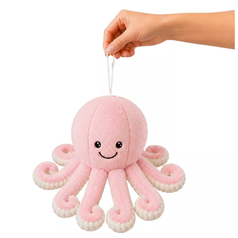 LEAN TOYS Λούτρινο Χταπόδι με Βεντούζα, Ροζ, 16 cm