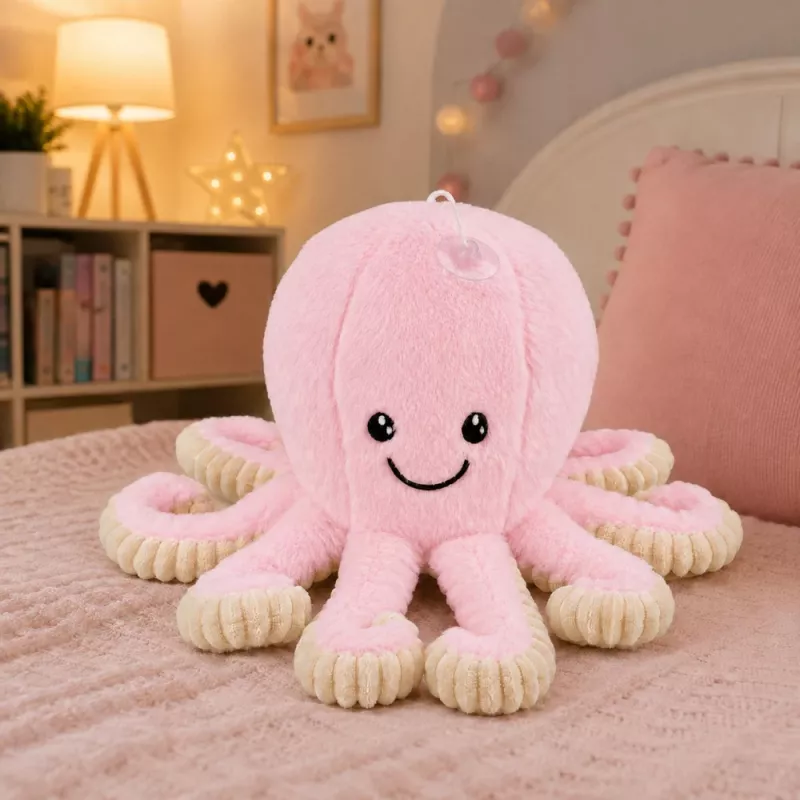 LEAN TOYS Λούτρινο Χταπόδι με Βεντούζα, Ροζ, 16 cm