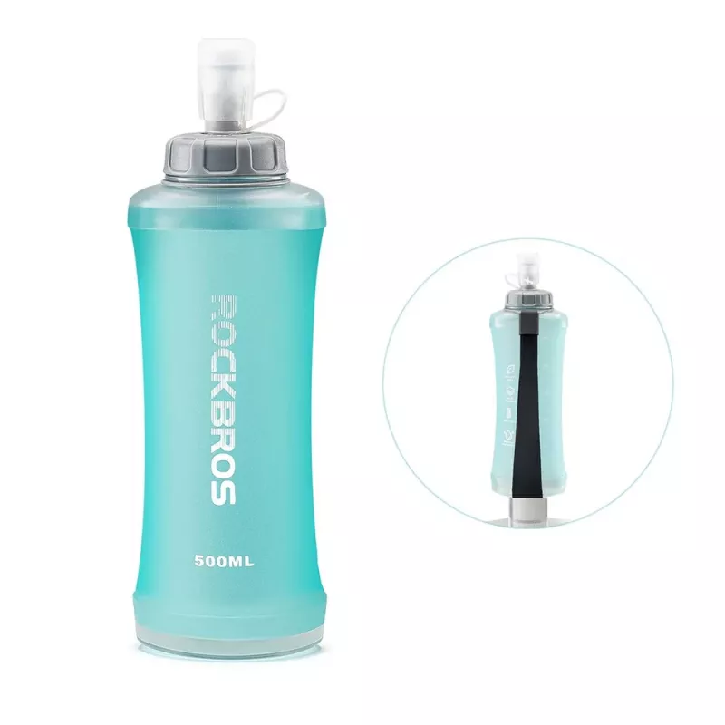 ROCKBROS Soft Flask 500 ml γαλάζιο - Πτυσσόμενο μπουκάλι νερού TPU για τρέξιμο
