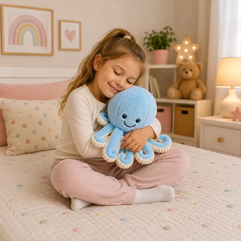 LEAN TOYS λούτρινο χταπόδι με ελαστικά πλοκάμια μπλε 50 cm