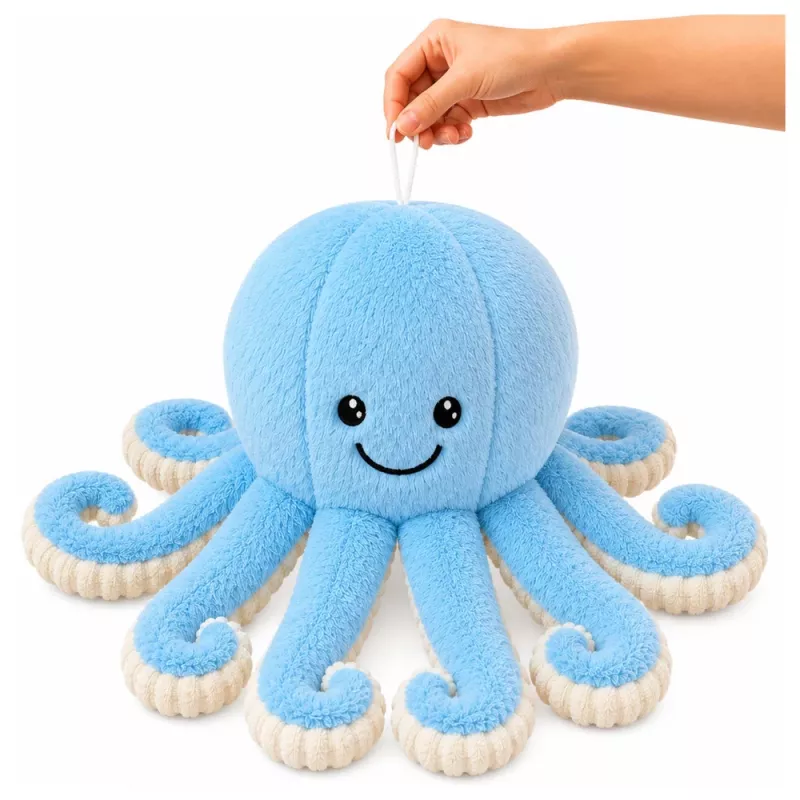 LEAN TOYS λούτρινο χταπόδι με ελαστικά πλοκάμια μπλε 50 cm