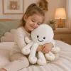 LEAN TOYS λούτρινο χταπόδι με ελαστικά πλοκάμια, λευκό, 50 cm