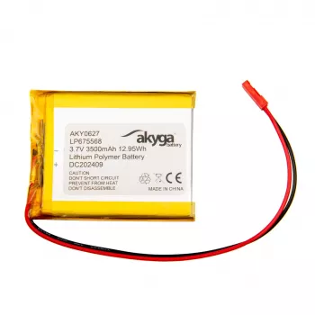 Akyga AKY0627 LP675568 Μπαταρία Li-Po 3,7 V 3500 mAh με PCM, JST 2,54 mm 2-Pin, καλώδιο 150 mm
