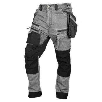 NEO TOOLS DENIM Παντελόνι εργασίας XXL Γκρι με ενισχύσεις Cordura και αφαιρούμενες θήκες
