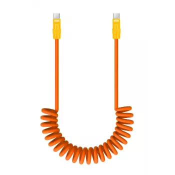 Newell καλώδιο USB-C σε USB-C 100 W, 1,5 m, σιλικόνη, σπιράλ, πορτοκαλί-κίτρινο