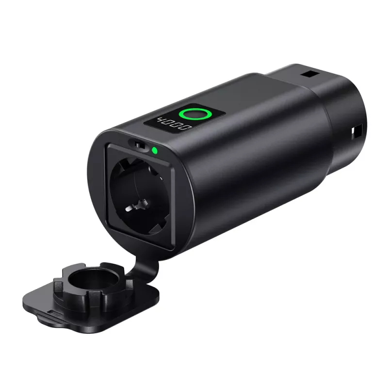 HURTEL V2L-Adapter Type 2 σε Schuko 3500W με Ένδειξη Ισχύος και Θήκη - Μαύρο