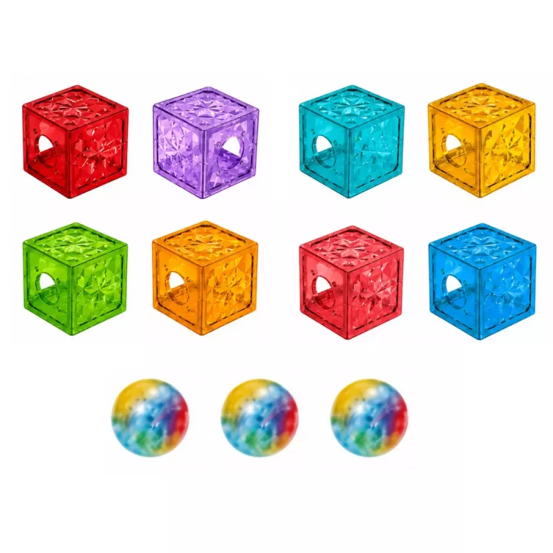 LEAN TOYS Μαγνητικά τουβλάκια κύβοι μπάλα πίστα πολύχρωμα 33 τεμ.