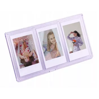 LOVEINSTANT Τριπλή κορνίζα βάσης για εκτυπώσεις Instax Mini & Zink 2x3 ιντσών – Μωβ