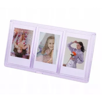 LOVEINSTANT Τριπλή κορνίζα βάσης για εκτυπώσεις Instax Mini & Zink 2x3 ιντσών – Μωβ