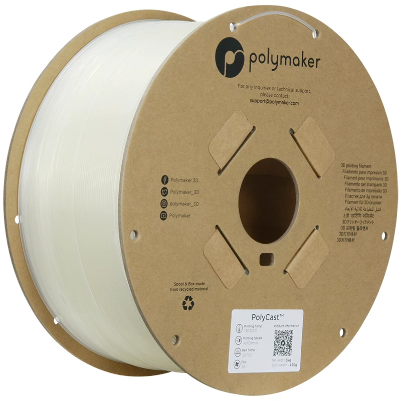 Polymaker PolyCast PVB Νήμα εκτυπωτή 3D, 1,75 mm, 3 kg, Natural