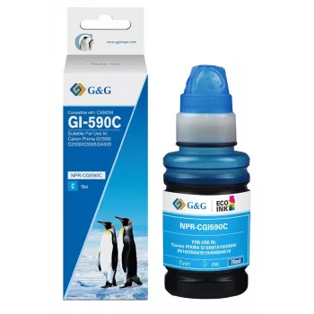 G&G Φιάλη μελανιού αναπλήρωσης για Canon GI-590C Cyan 70 ml, με βάση βαφή
