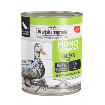 WIEJSKA ZAGRODA Mono Duck Υγρή τροφή για σκύλους – κονσέρβα 800g, χωρίς σιτηρά, με μία μόνο πηγή πρωτεΐνης