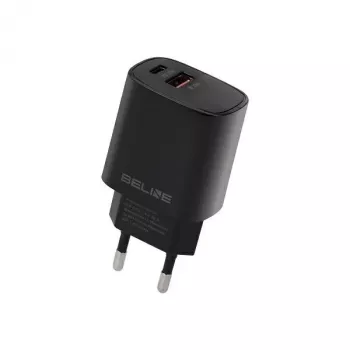 Beline GaN 30W USB-C PD + USB-A QC Φορτιστής τοίχου Μαύρο (μόνο φορτιστής)