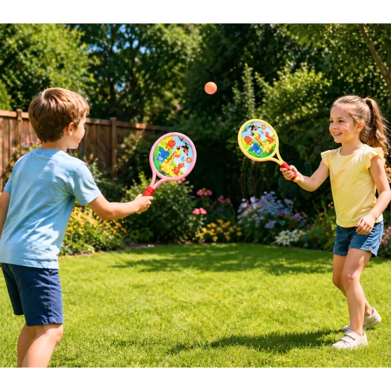 LEAN TOYS Παιδικές ρακέτες μπάντμιντον Ζώα Κίτρινο Ροζ