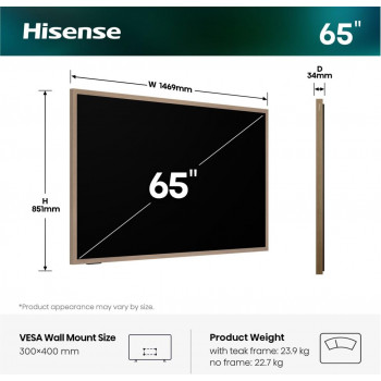 Hisense 65S7DS 65 inch 4K UHD DLED Smart TV με VIDAA U7, Dolby Vision, DTS Virtual:X, 3 HDMI, 2 USB, Wi-Fi, Bluetooth, φωνητικός έλεγχος, Μαύρο