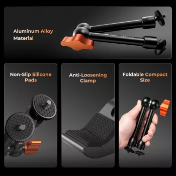 KF Magic Arm Super Clamp Σετ στήριξης με σπείρωμα 1/4 inch & 3/8 inch, σιαγόνες σύσφιξης 15-55 mm, ψυχρή βάση ISO