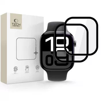 Tech-Protect Glass Flex+ Προστασία οθόνης για Apple Watch 10/11 (46 mm) συσκευασία 2 τεμ. Μαύρο