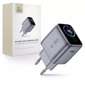 TECH-PROTECT POWERVISION NC45W-GAN Φορτιστής τοίχου 1 θύρας PD 45W Σκούρο Γκρι