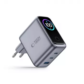 TECH-PROTECT PowerVision NC100W GaN 100W 3 θυρών USB-C PD & USB-A QC3.0 Φορτιστής τοίχου - Σκούρο Γκρι