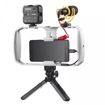 Godox VK1-UC Κιτ vlogging με μικρόφωνο USB-C, φως LED και τρίποδο για smartphones