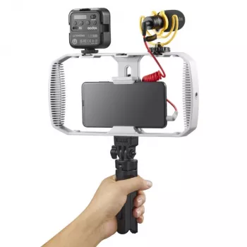 Godox VK1-UC Κιτ vlogging με μικρόφωνο USB-C, φως LED και τρίποδο για smartphones