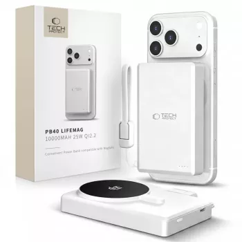 TECH-PROTECT PB40 LIFEMAG MagSafe Power Bank 10000mAh 25W Qi2.2 Λευκό/Ασημί