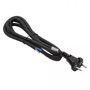 Akyga AK-OT-06S Λαστιχένιο καλώδιο τροφοδοσίας H05RR-F 2 x 1,5 mm², βύσμα CEE-7/17 αρσενικό σε ανοιχτό άκρο, 5 m, μαύρο