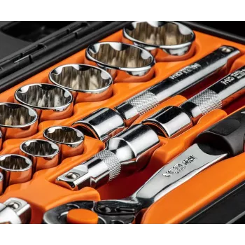 NEO TOOLS σετ καρυδάκια 1/2 ίντσες, 23 τεμ., χάλυβας χρωμίου-βαναδίου, DIN 3124