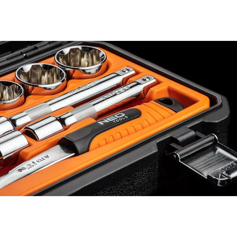NEO TOOLS σετ καρυδάκια 1/2 ίντσες, 23 τεμ., χάλυβας χρωμίου-βαναδίου, DIN 3124