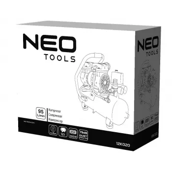 NEO TOOLS TOP-12K020 24L αεροσυμπιεστής με λίπανση λαδιού, 1,5 kW, 8 bar, 180 L/min, 230V
