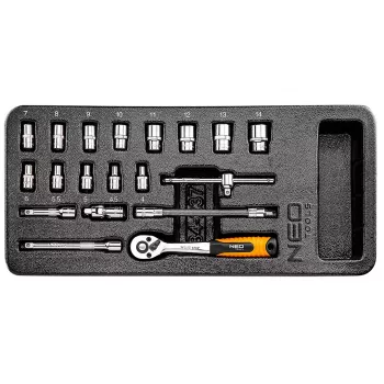 NEO TOOLS Σετ καρυδάκια 1/4 inch 19 τεμ., Εξάρτημα