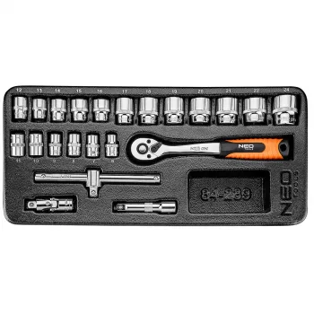 NEO TOOLS σετ καρυδακίων 3/8, 22 τεμ., με ένθετο