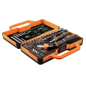 NEO TOOLS Σετ κατσαβιδιών-μυτών 69 τεμ. με λαβή καστάνιας, μύτες χάλυβα S2, εξάγωνο 1/4 inch, Phillips, Pozidriv, ίσιο, Torx, εσωτερικό εξάγωνο, τετράγωνο, Spanner, Tri-Wing, Torq-Set, μαγνητικός υποδοχέας, θήκη αποθήκευσης