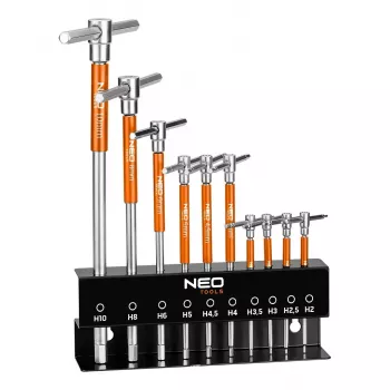 NEO TOOLS Καρυδάκια με περιστρεφόμενη λαβή 2-10 mm, σετ 10 τεμ. με βάση