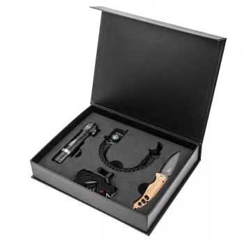 NEO TOOLS Σετ επιβίωσης εξωτερικού χώρου 3 τεμ. με φακό κεφαλής COB LED 120 Lumen, βραχιόλι paracord 5 σε 1 και πτυσσόμενο μαχαίρι από ανοξείδωτο χάλυβα