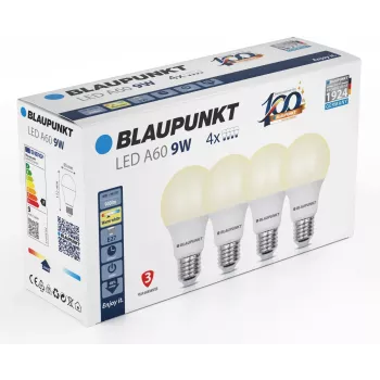 Blaupunkt λάμπα LED E27 A60 9W, 900 lm, 2700 K, 4 τεμ. (BLAUPUNKT-E27-9W-WW-4)