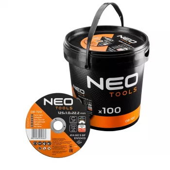 NEO TOOLS Δίσκοι κοπής 41A 60 S BF - 125x1,0x22,23 mm ΧΑΛΥΒΑΣ/INOX, 100 τεμ. σε κουβά