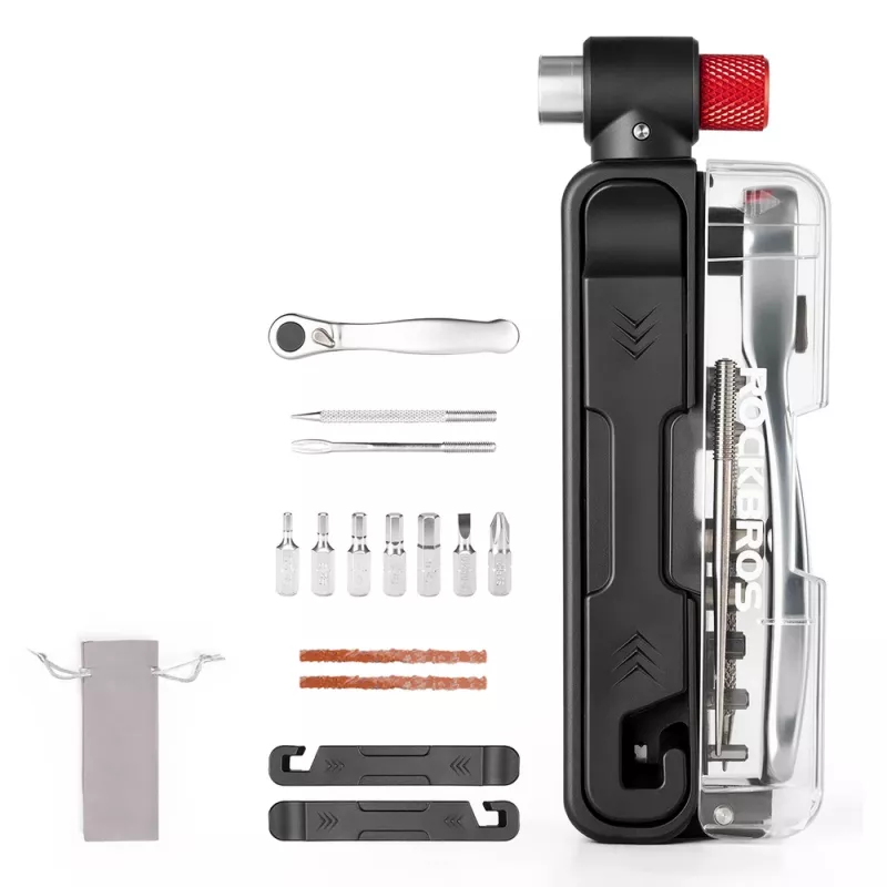 ROCKBROS Σετ εργαλείων ποδηλάτου Multitool με CO2-Inflator και καστάνια - Μαύρο