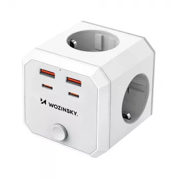 Wozinsky WKZ-4B Power Cube 4x AC 2x USB-A 2x USB-C PD 20W 4000W Λευκό
